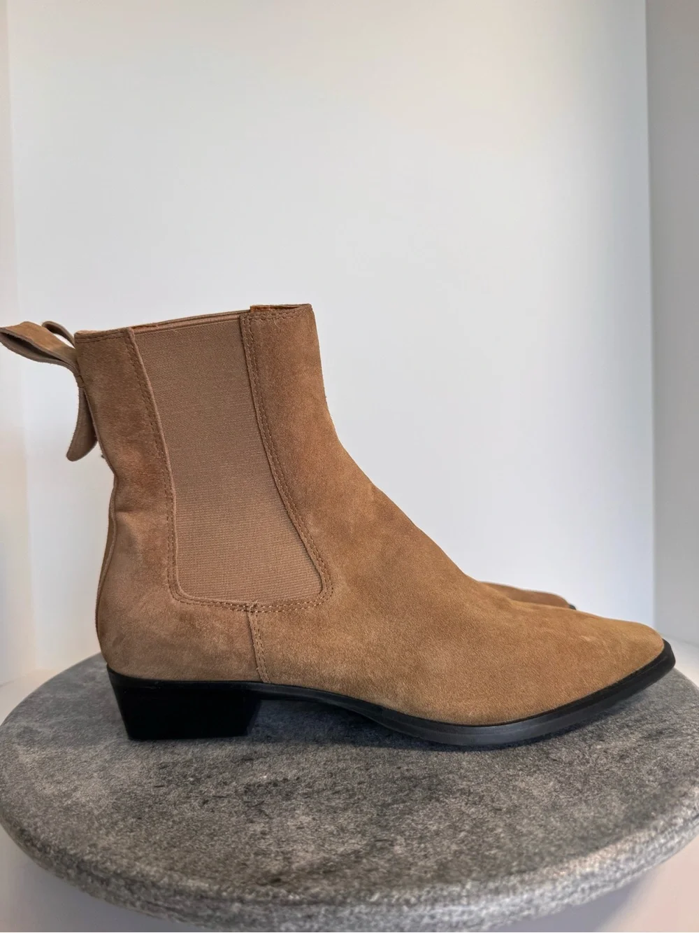 Tan Suede Ankle Boots Chelsea Booties 36 Light Brown Pull On